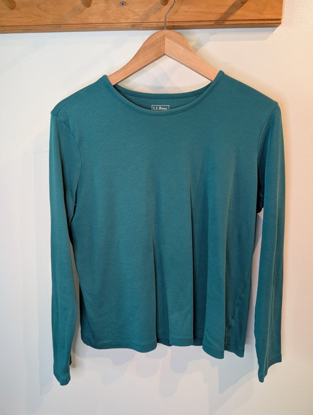 L.L.Bean Teal Blue Long Sleeve Crewneck Top Lightweight Layering Large